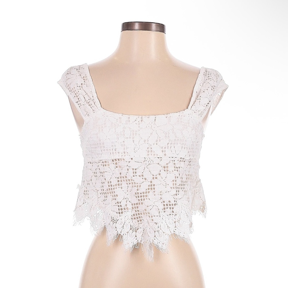 White Lace Cropped Top